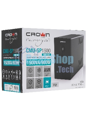 Источник бесперебойного питания Crown CMU-SP1500EURO USB/1500 ВА/900 Вт/1 х IEC 320 C13 (компьютерная), 4 х CEE 7 (евророзетка)