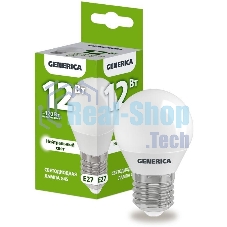 Лампа cветодиодная LED G45 IEK LL-G45-12-230-40-E27-G шар 12Вт 230В 4000К E27 GENERICA