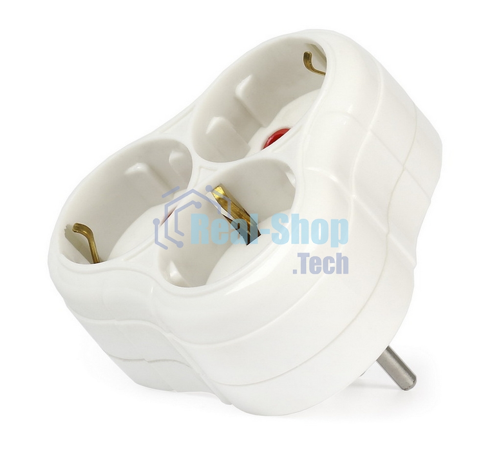 Тройник Smartbuy (SBE-16-A01-3z) 3 гнезда с заземлением круглый белый 16А 250В