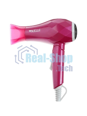 Фен Kelli KL-1124 розовый, 1800 Вт, компактный