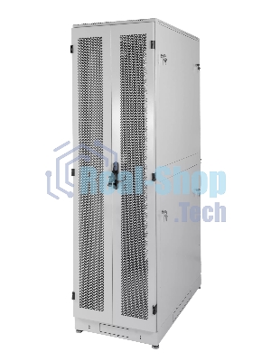 Шкаф телекоммуникационный напольный 42U (600 × 1000) дверь перфорированная, задние двойные перф.