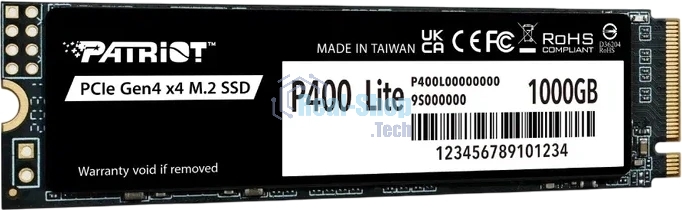 Накопитель SSD Patriot P400 Lite 1Tb M.2 2280 NVMe PCle 4.0 x4 R3500/W2700 TbW 560Tb 3D NAND with HS