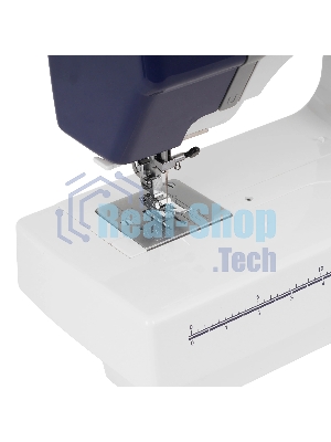 Швейная машина Janome SP901 белый/синий, электромеханическая, вертикальный качающийся, 15 операций, петля полуавтомат
