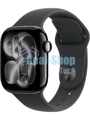 Смарт-часы Apple Watch Series 11 A3331 42мм OLED корп.черный Sport Band рем.черный разм.брасл.:140-190мм (MEQT4LW/A)