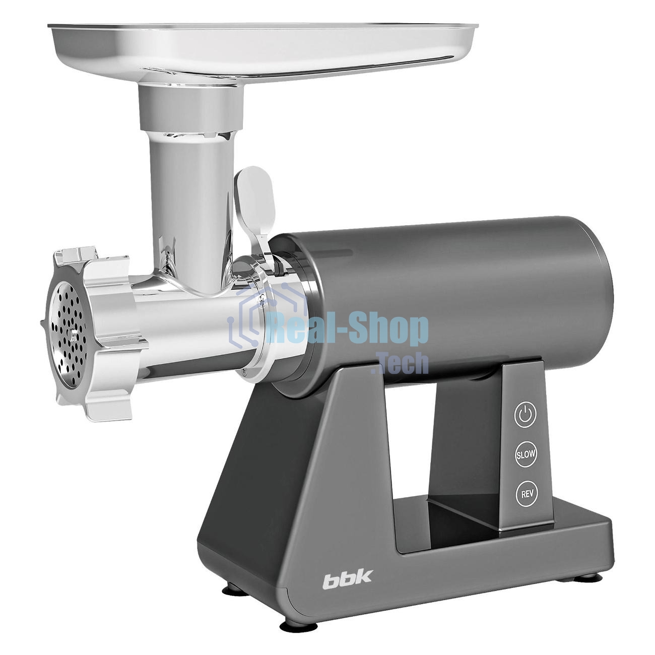 Мясорубка электрическая BBK MG3002 серый, 2500 Вт, 2.5 кг/мин, реверс, защита от перегрузки, металлический лоток, насадки - 7