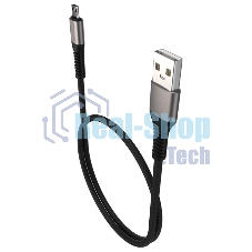 Дата-кабель Maxvi MC-21M USB-MicroUSB 2.4А, 1м, black-grey