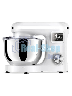Планетарный миксер BQ MX640 White. Максимальная мощность 1600 Вт/Чаша из нержавеющей стали 6 л/Функция ферментации/Подогрев чаши до 40'C/Электронное управление/Металлические насадки в комплекте/Металлические шестерни/Двойная защита: от перегрева, от перегрузки/Защтная крышка от брызг/LED подсветка/Длина сетевого шнура 1 м