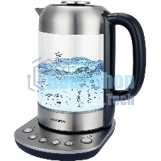 Чайник электрический Hyundai HYK-G8407 1.8 л, 2200 Вт, черный/прозрачный корпус: стекло