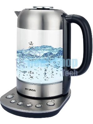 Чайник электрический Hyundai HYK-G8407 1.8 л, 2200 Вт, черный/прозрачный корпус: стекло