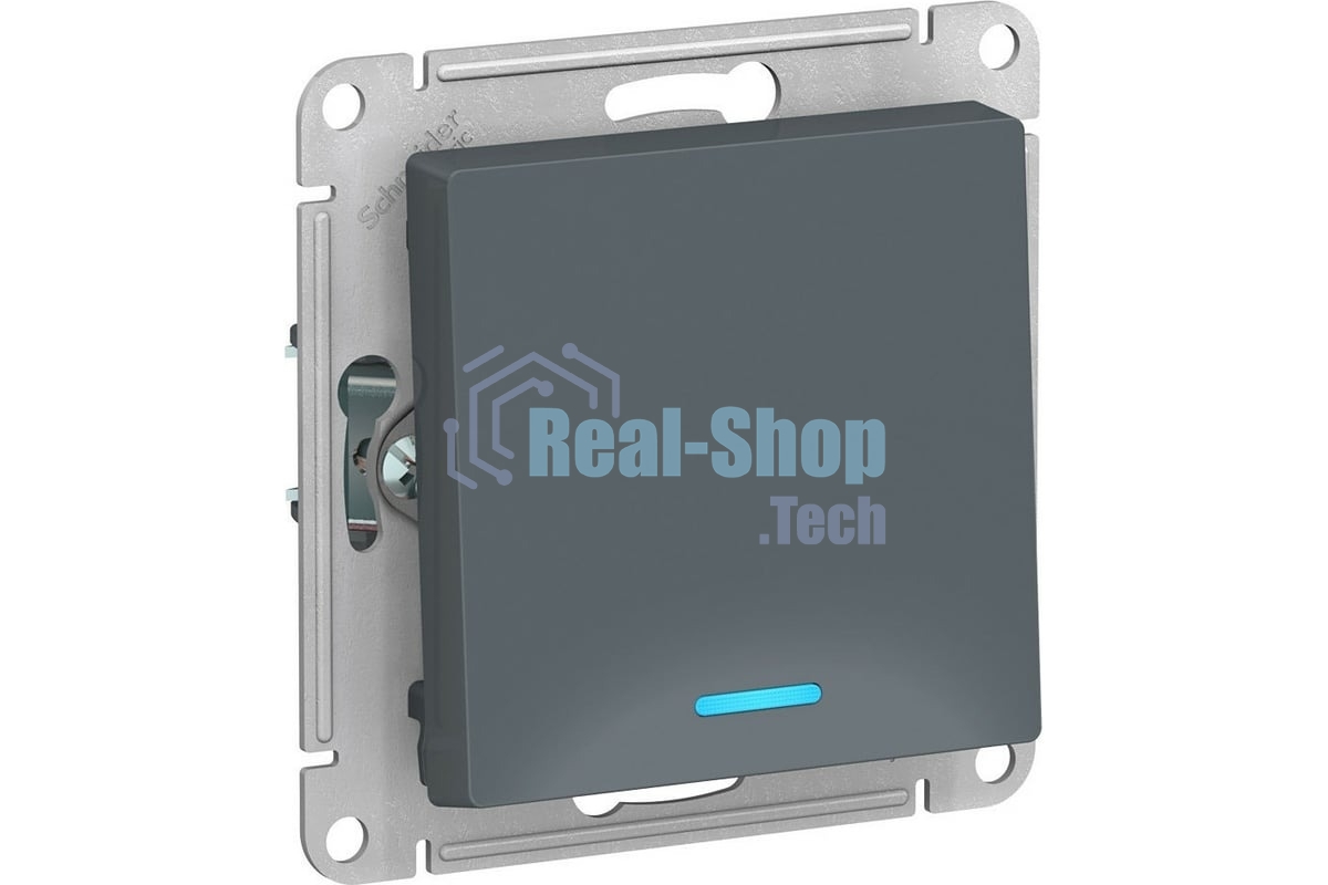 Механизм выключателя 1-кл. СП AtlasDesign 10А IP20 (сх. 1а) 10AX с подсветкой грифель