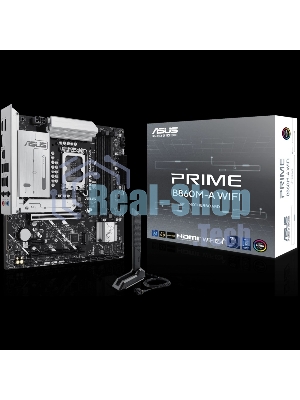 Материнская плата ASUS PRIME B860M-A WIFI, LGA 1851, Intel B860, 4xDDR5, 4xSATA, 2xM.2, 1xPCIe 5.0 x16, 1xPCIe 4.0 x16, 1xPCIe 4.0 x1, 2xDP, 1xHDMI, 1x 2.5Gb LAN, 1xUSB-C 20Gbps, 1xUSB-A 10Gbps, 2xUSB-A 5Gbps, 4xUSB-A 2.0, 3x3.5 мм, 7.1, micro-ATX.