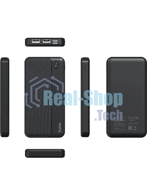 Портативный аккумулятор Buro BPF10A 10000mAh QC3.0/PD3.0 22.5W 2.1A 2xUSB-A/USB-C черный