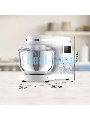 Планетарный миксер BQ MX640 White. Максимальная мощность 1600 Вт/Чаша из нержавеющей стали 6 л/Функция ферментации/Подогрев чаши до 40'C/Электронное управление/Металлические насадки в комплекте/Металлические шестерни/Двойная защита: от перегрева, от перегрузки/Защтная крышка от брызг/LED подсветка/Длина сетевого шнура 1 м
