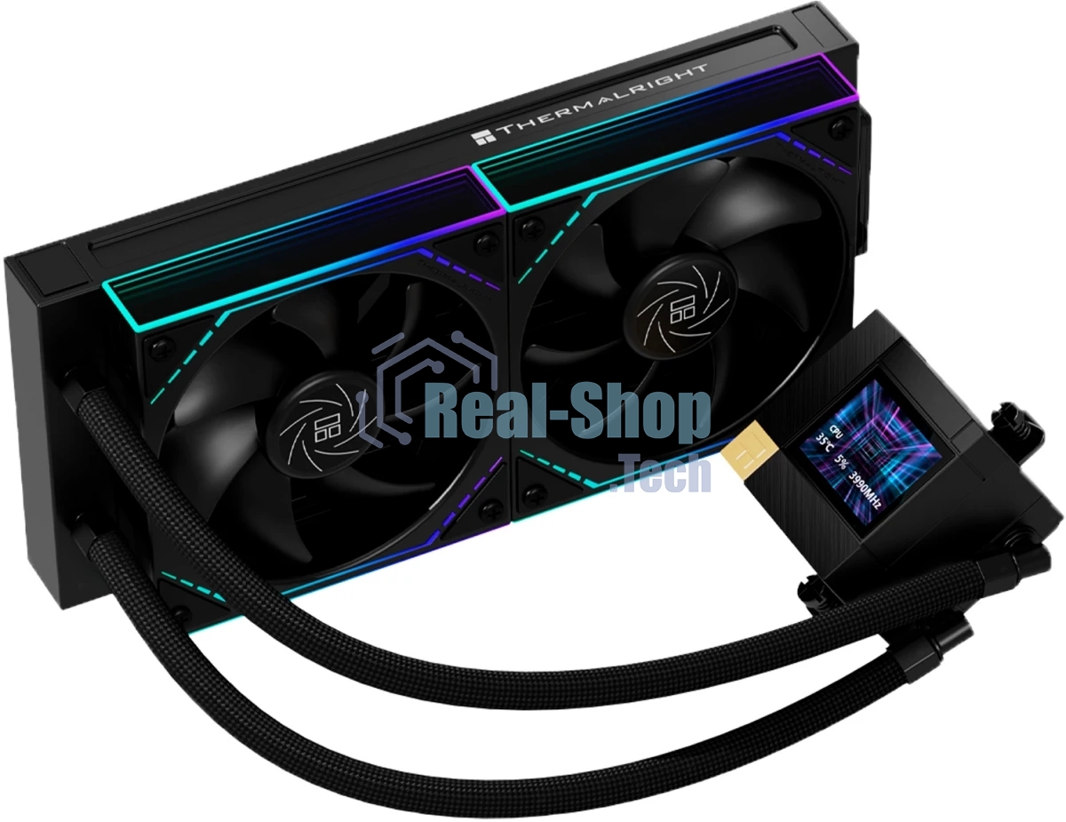 Система жидкостного охлаждения Thermalright Core Matrix 240 Vision (240мм, LED, Black, ARGB/Fans: 2x120мм, 68.9CFM, 28.2dBA, 2000RPM/Pump height 64.4мм, Rad thickness 27мм/S: 1700, 1200, 1851, 115X, AM5, AM4)