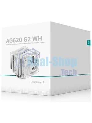 Кулер для процессора DEEPCOOL AG620 G2 WH LGA1954/1851/1700/AM5/AM4 (9шт/кор, TDP 270W, PWM, DUAL Black Fan 120mm, 6 тепл. трубок, белый) RET