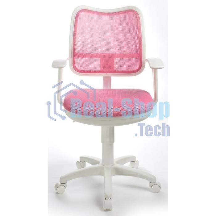Кресло компьютерное Бюрократ CH-W797/PK/TW-13A TW-13A розовый, спинка сетка, сиденье розовый, колеса белый/розовый, пластик белый