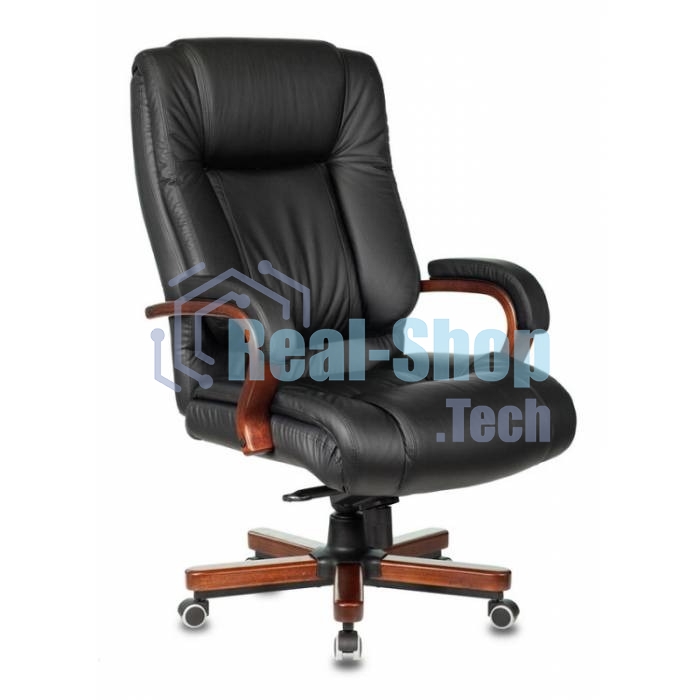 Кресло Бюрократ T-9925WALNUT/BLACK черный, кожа