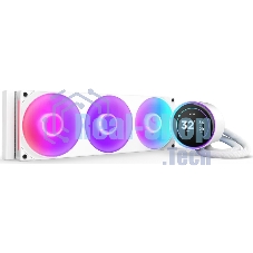 Система жидкостного охлаждения для ПК/Water Cooling System NZXT Kraken Elite 420 RGb (350W, 420мм, LED temp., белый/Fans: 3x140мм, 98.61CFM, 34.5dBA, 2000RPM/Pump height 65мм, 2800RPM, Rad thickness 27мм/S: 1851, 1700, 1200, 115X, AM5, AM4)