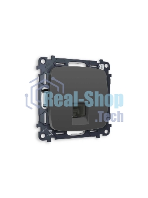 Комплект механизма компьютерной розетки OMEGA Графит мягкое касание RJ-45(8P8C) CAT6 с шторкой QUANT (OP9120, VM188) MO912010