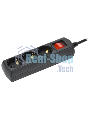 Сетевой фильтр IEK У03В, 5 м, 3 розетки, черный