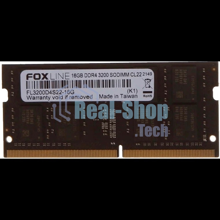 Оперативная память Foxline, DDR4, 16GB (1x16 GB), 3200 MHz, CL22, SO-DIMM