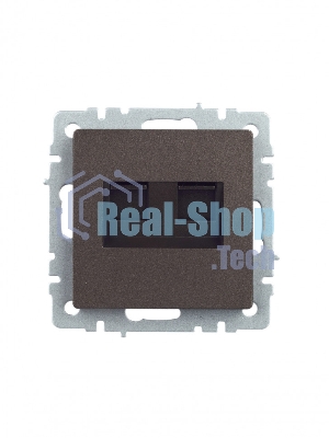 Розетка компьютерная двойная RJ11+RJ45 IEK BRITE РК/Т12-БрТБ кат.5E темная бронза