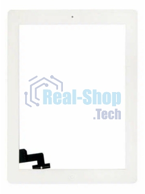 Сенсорное стекло (тачскрин) для iPad 2 (A1395, A1396, A1397), белое с кнопкой OEM