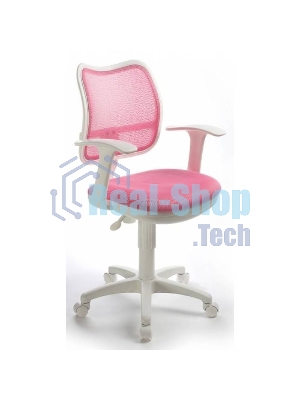 Кресло компьютерное Бюрократ CH-W797/PK/TW-13A TW-13A розовый, спинка сетка, сиденье розовый, колеса белый/розовый, пластик белый