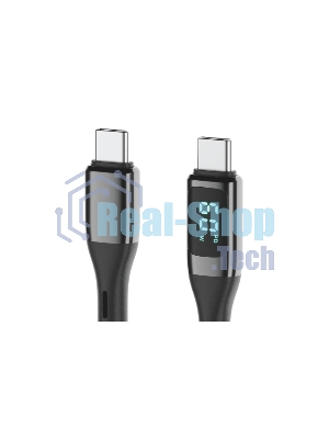 Кабель OLMIO GEEK, Type-C - Type-C, 60W, 1.2м, тканевая оплетка, LCD, черный