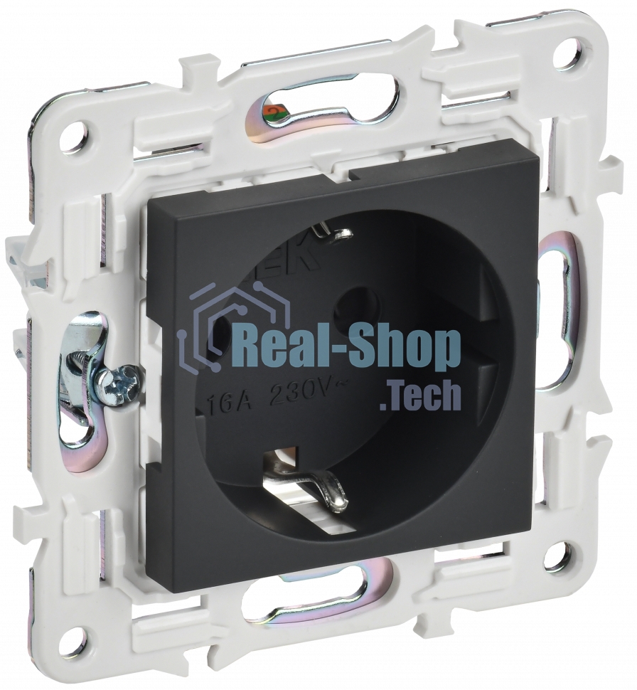 Розетка IEK SKANDY SK-R04G (SK-R14-16-K53) с заземлением, с защитными шторками 16А, графит