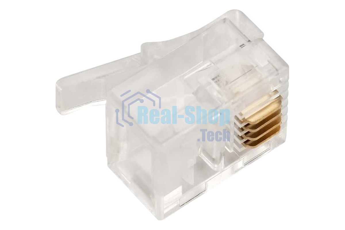 Коннектор LANMASTER TWT-PL12-6P4C/JR100, UTP кат.3 RJ12, прозрачный (упак.: 100 шт)