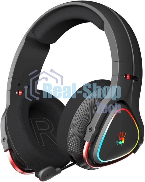 Гарнитура Bloody MR710 чёрный, беспроводная + проводная, Bluetooth, до 44 ч, подсветка