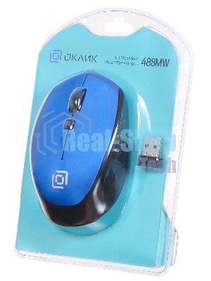 Мышь беспроводная Oklick 488MW синий/черный, 1600 dpi, радиоканал, USB, кнопки - 4