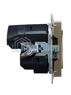 Розетка 1-местная IEK BRITE РЮш11-1-БрШ (BR-R14-16-U22-018-K37) с заземлением, с защитными шторками, 16А, с USB A+C 18 Вт, шампань