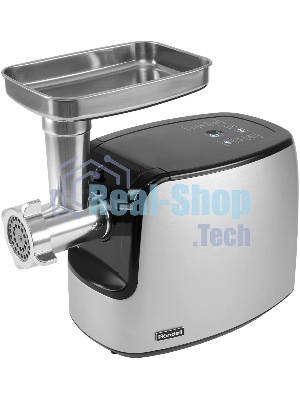 Мясорубка электрическая Rondell RDE-1458 серый, 3000 Вт, 3.5 кг/мин, реверс, защита от перегрузки, металлический лоток, насадки - 5