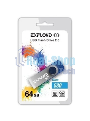 Флешка USB Exployd 530 Blue (EX064Gb530-Bl), 64Gb, USB 2.0, R/W 20/10, синий