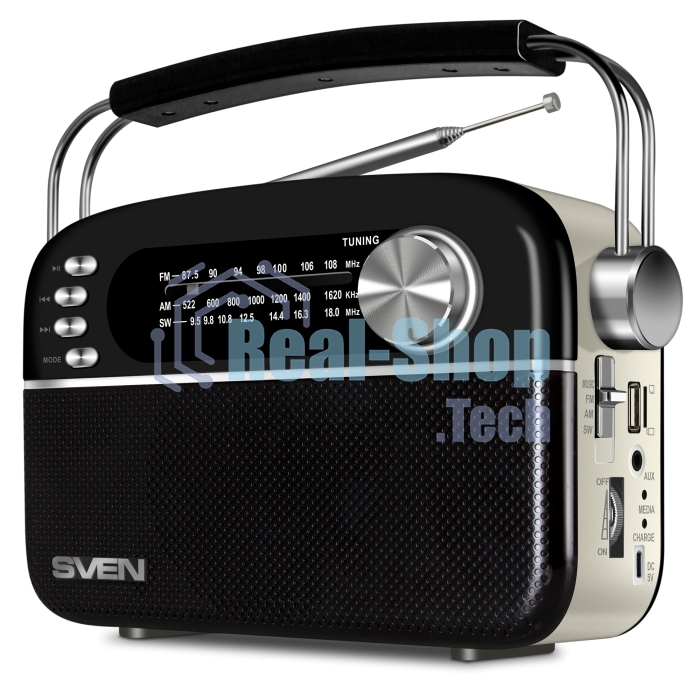 Радиоприемник белый SVEN SRP-505 (4 Вт, FM/AM/SW, USB, SD/microSD, Bluetooth, 1200 мАч)