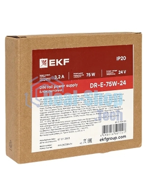 Блок питания на дин рейку EKF DR-E-75W-24 75Вт Uвх 220В AC Uвых 24В DC постоянного тока