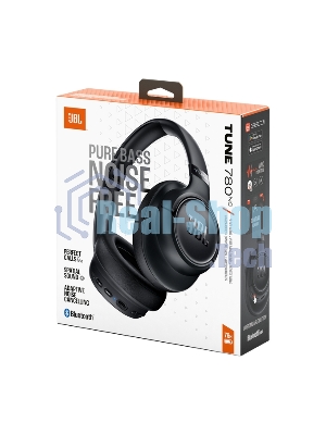Беспроводные/проводные наушники JBL Tune 780NC черный, полноразмерные, Bluetooth + проводной, адаптивное шумоподавление
