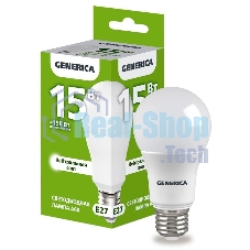 Лампа светодиодная GENERICA LL-A60-15-230-40-E27-G A60 15Вт грушевидная 4000К E27 230В