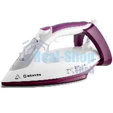Утюг BRAYER BR4009 белый/фиолетовый, 2400 Вт, 25 г/мин, 140 г/мин, 280 мл