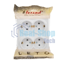 Розетка 4-мест. с заземл. LETO закрытый корпус ПБТ белый LEZARD 752-0200-127BDP