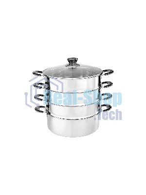 Мантоварка-пароварка WEBBER BE-082 7 л, 24 см, нержавеющая сталь, с крышкой, 4 ярусная