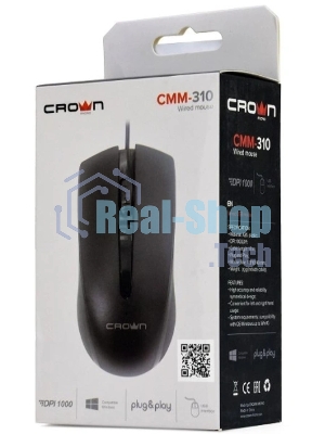 Мышь проводная CROWN CMM-310 черный