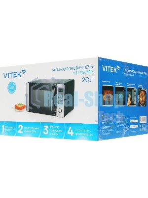 Микроволновая печь Vitek VT-MW0520 черный/серебристый, 20 л, 700 Вт, переключатели - кнопки, поворотный механизм