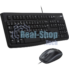 Комплект клавиатура+мышь Logitech MK120 проводной, USB, 1000 DPI, чёрный(заводская гравировка)