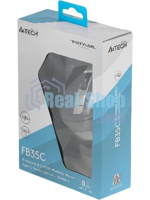 Мышь беспроводная A4Tech Fstyler FB35C серый/черный, 2000 dpi, радиоканал, Bluetooth, USB, кнопки - 6