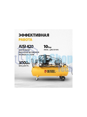 Компрессор воздушный Denzel рем. привод BCW3000-T/100, 3,0 кВт, 100 литров, 520 л/мин