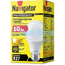Лампа светодиодная Navigator NLL-A60-10-230-2.7K-E27 10 Вт грушевидная 2700К тепл. белый E27 750 лм 170-260В