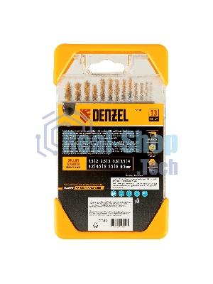 Набор сверл по металлу Denzel 1,5-6,5 мм, HSS-Tin, Golden Tip, 13 шт